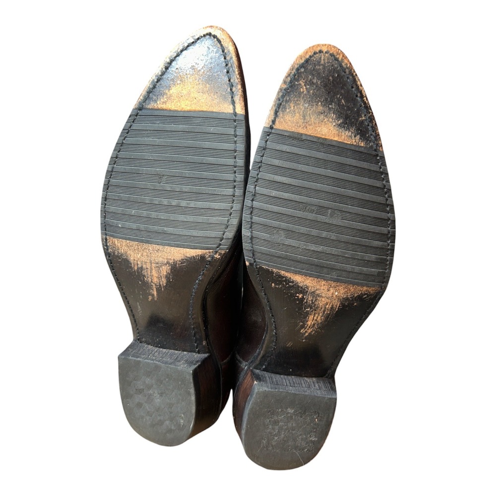 J. Chisholm Mens Vintage Western Cowboy Boots Burgundy Black Leather 12 D USA - Picture 5 of 6